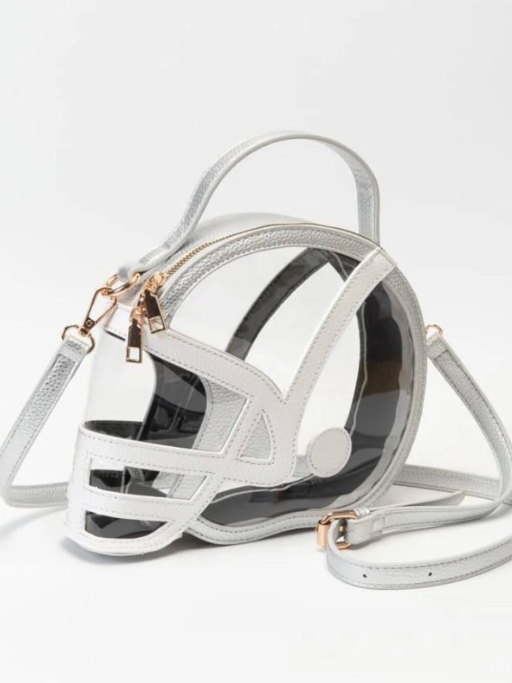 NWT Silver Clear Gameday Football Helmet Satchel/Crossbody Bag - Picture 2 of 2